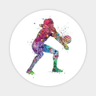 Volleyball Girl Watercolor Painting Art Print Sports Gifts Magnet